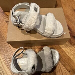 Christian Louboutin Cream Furry Strap Sandals